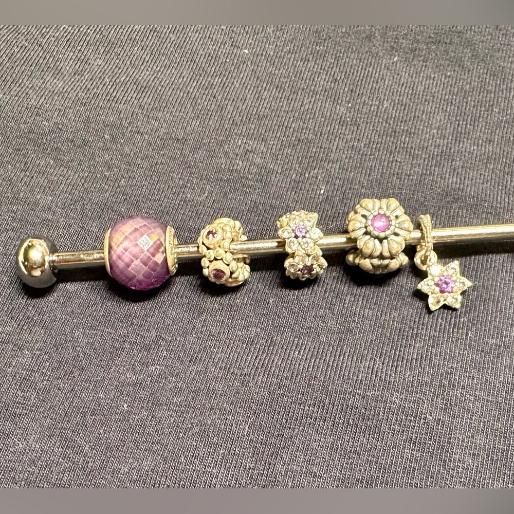 Pandora Purple and Silver Charm Bracelet